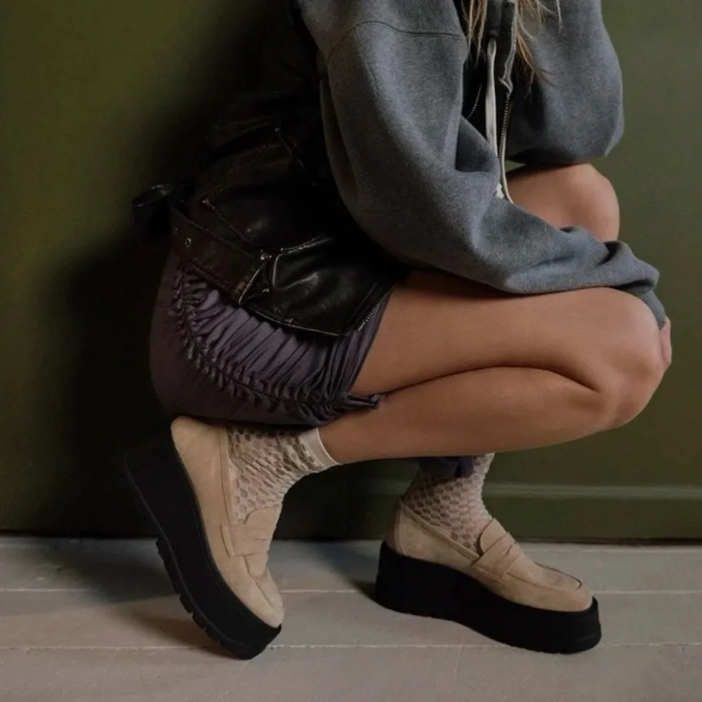 Free People Nico Cappuccino Suede Platform Loafer NEW Academia Shoes Preppy Work